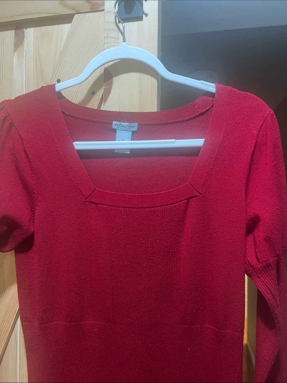 Rgl New York Red Scoop Neck Knit Top size medium